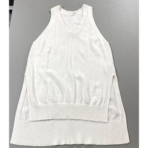 ANTHROPOLOGIE Desmond XSP Sweater Vest White Sleeveless High-Low Knit Tunic Top